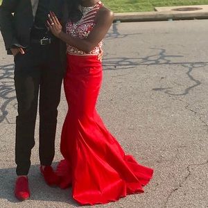 embellished two piece mermaid evening dress